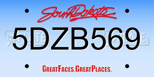 5DZB569 South Dakota License Plate