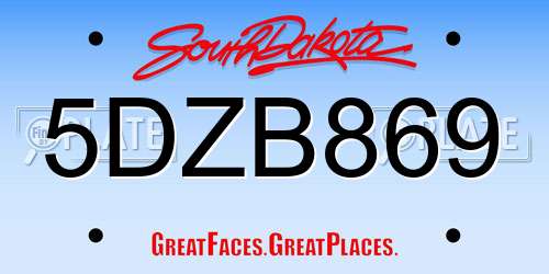 5DZB869 South Dakota License Plate