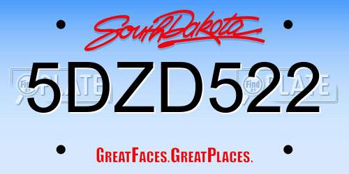 5DZD522 South Dakota License Plate