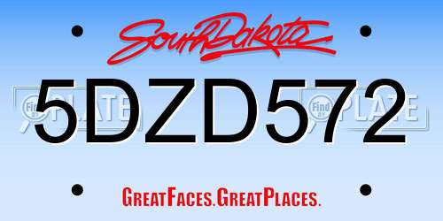 5DZD572 South Dakota License Plate