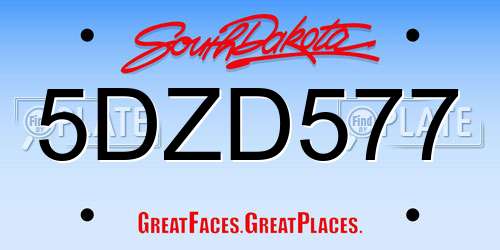 5DZD577 South Dakota License Plate