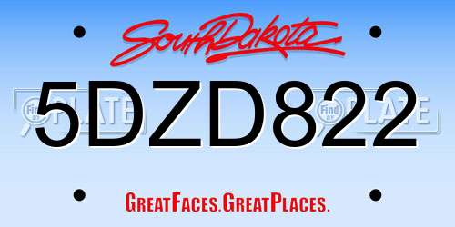 5DZD822 South Dakota License Plate