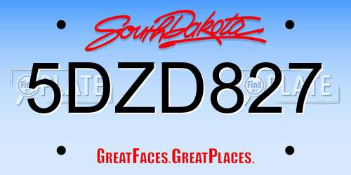 5DZD827 South Dakota License Plate