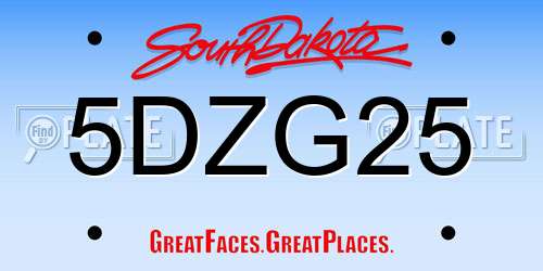 5DZG25 South Dakota License Plate