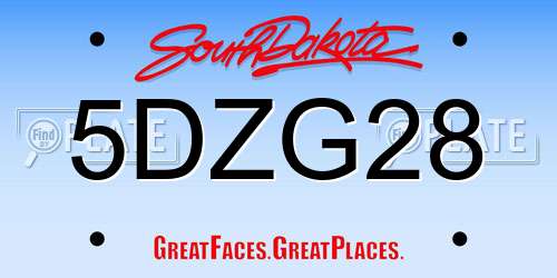 5DZG28 South Dakota License Plate