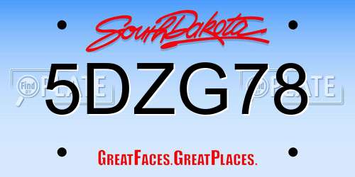 5DZG78 South Dakota License Plate
