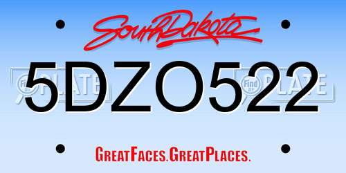 5DZO522 South Dakota License Plate