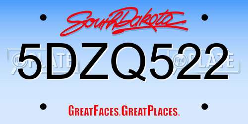 5DZQ522 South Dakota License Plate