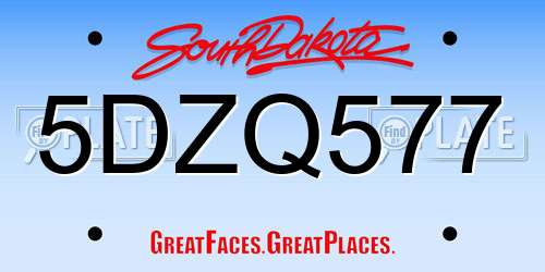 5DZQ577 South Dakota License Plate