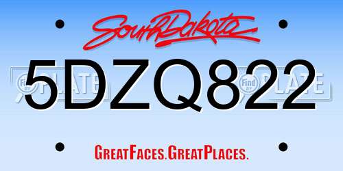 5DZQ822 South Dakota License Plate