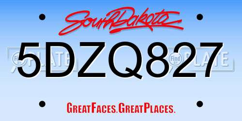 5DZQ827 South Dakota License Plate