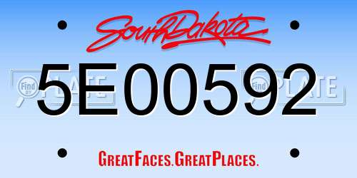 5E00592 South Dakota License Plate