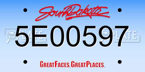 5E00597 South Dakota License Plate