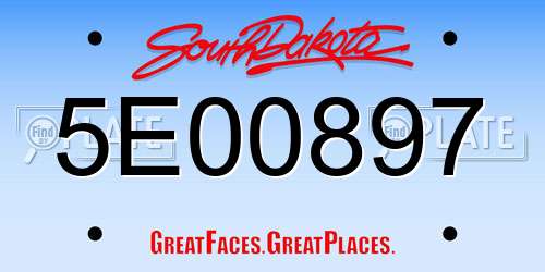 5E00897 South Dakota License Plate