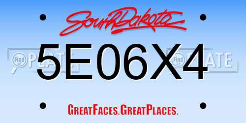 5E06X4 South Dakota License Plate