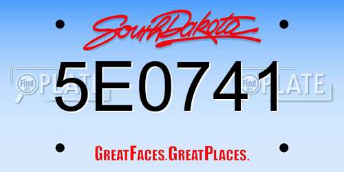 5E0741 South Dakota License Plate