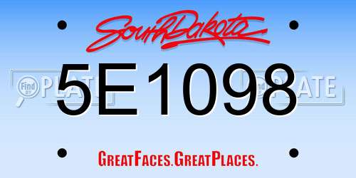 5E1098 South Dakota License Plate