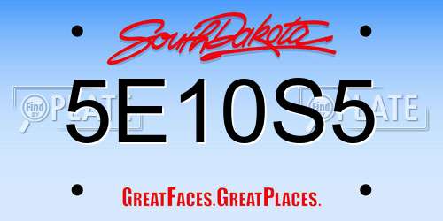 5E10S5 South Dakota License Plate