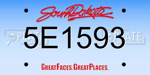 5E1593 South Dakota License Plate
