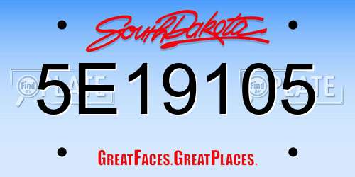 5E19105 South Dakota License Plate