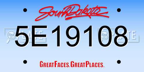 5E19108 South Dakota License Plate