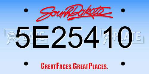 5E25410 South Dakota License Plate