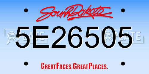 5E26505 South Dakota License Plate