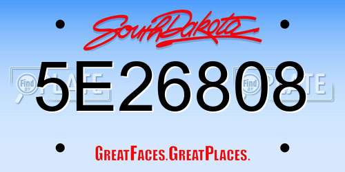 5E26808 South Dakota License Plate