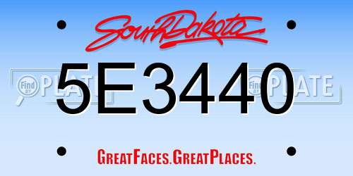 5E3440 South Dakota License Plate