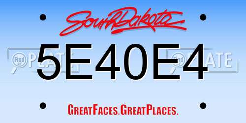 5E40E4 South Dakota License Plate