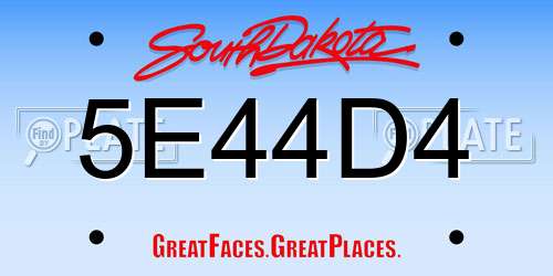 5E44D4 South Dakota License Plate