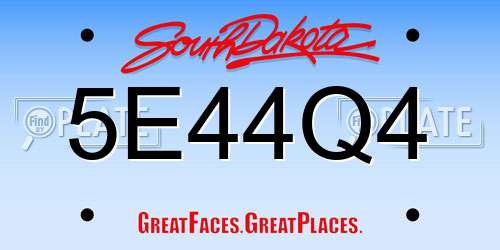 5E44Q4 South Dakota License Plate