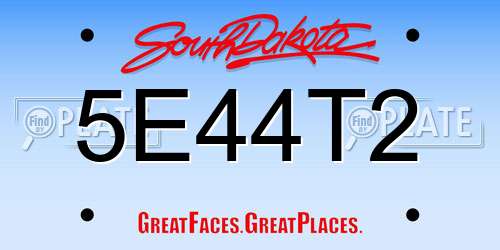 5E44T2 South Dakota License Plate