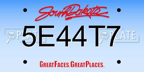 5E44T7 South Dakota License Plate