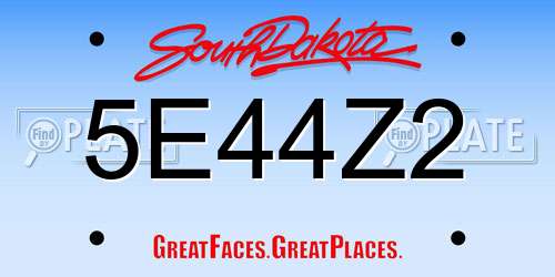 5E44Z2 South Dakota License Plate