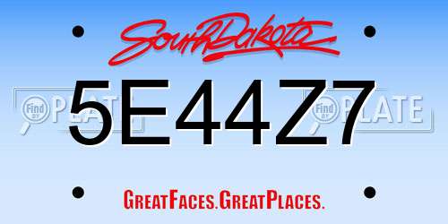 5E44Z7 South Dakota License Plate
