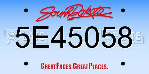 5E45058 South Dakota License Plate