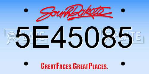 5E45085 South Dakota License Plate