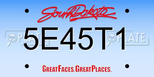 5E45T1 South Dakota License Plate