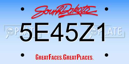 5E45Z1 South Dakota License Plate