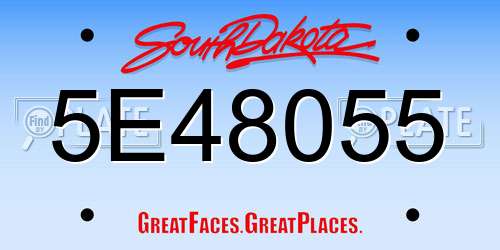5E48055 South Dakota License Plate