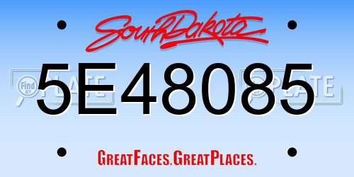 5E48085 South Dakota License Plate