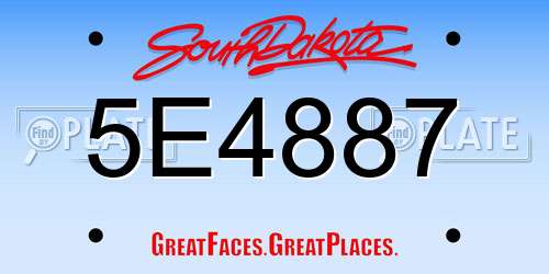 5E4887 South Dakota License Plate