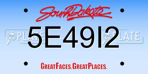 5E49I2 South Dakota License Plate