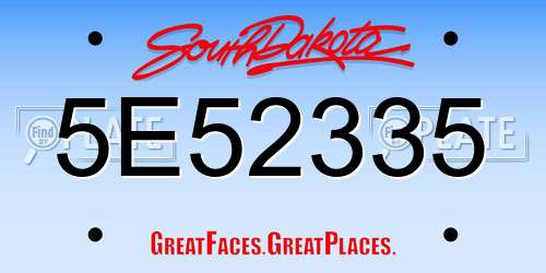 5E52335 South Dakota License Plate