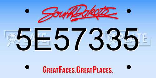 5E57335 South Dakota License Plate