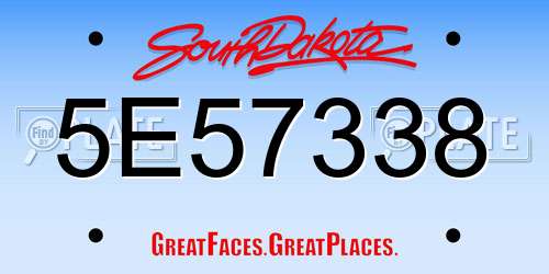 5E57338 South Dakota License Plate