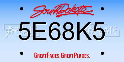 5E68K5 South Dakota License Plate