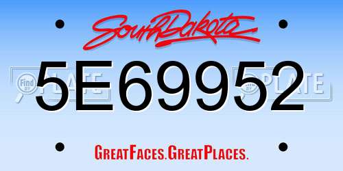 5E69952 South Dakota License Plate