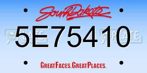 5E75410 South Dakota License Plate
